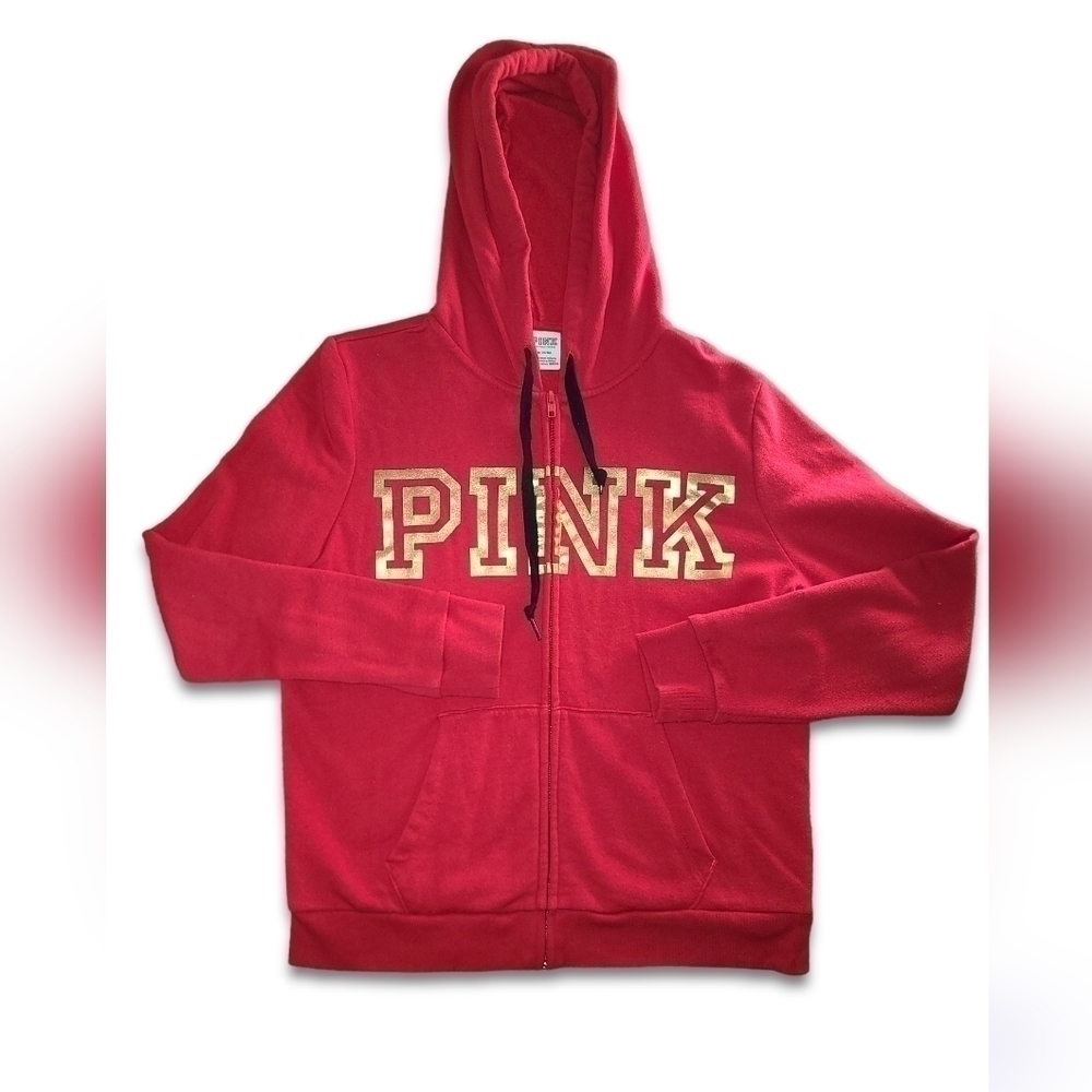 Vs PINK red gold foil perfect full-Zip hoodie